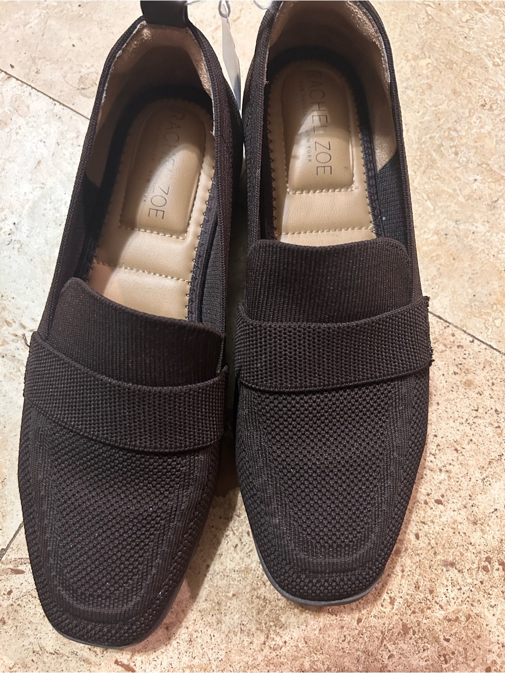 Rachel Zoe Men’s Knit Slip-On Loafers in Dark Brown- 7.5